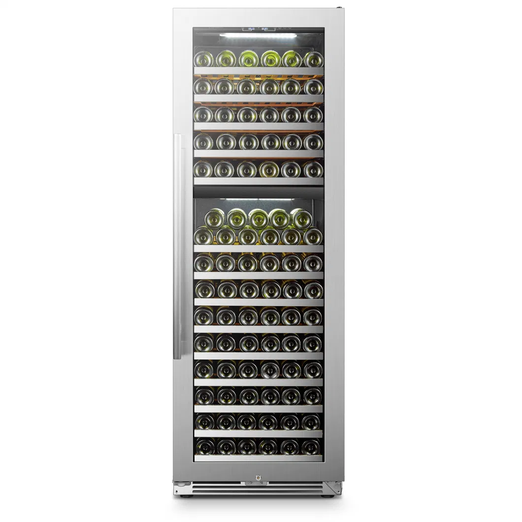 Dual Zone Wine Refrigerator/Wine Cooler/Wine Fridge with Ss Front Shelves and LED Light