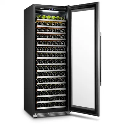 Moldura de porta Ss sem costura 168 ~ 171 garrafas refrigerador de vinho de zona única/refrigerador de vinho