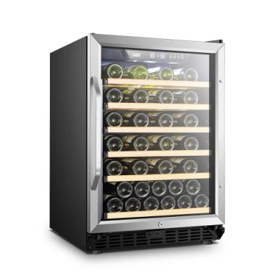 154L 51 Garrafas Refrigerador de vinho de aço inoxidável curvo de zona única/Refrigerador de vinho/Refrigerador de vinho